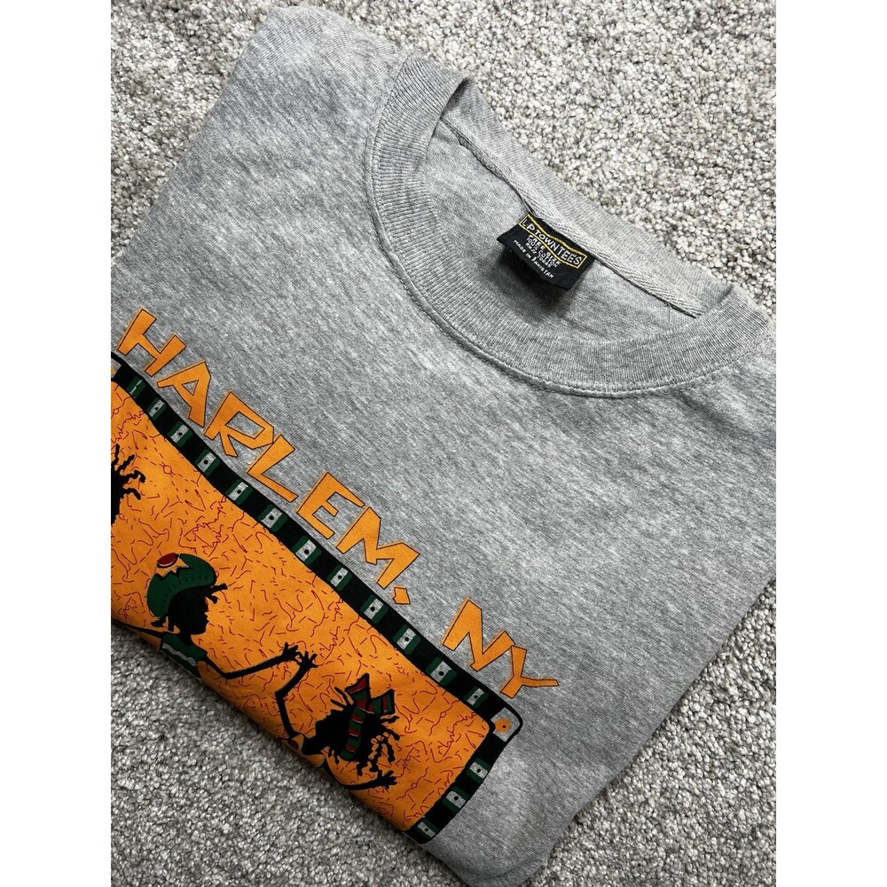 Harlem New York Graphic T-Shirt Short Sleeve Gray Up Town Tees Size XXL